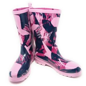 Women's Mid Calf Rubber Rain Boots, RB-3152, Pink